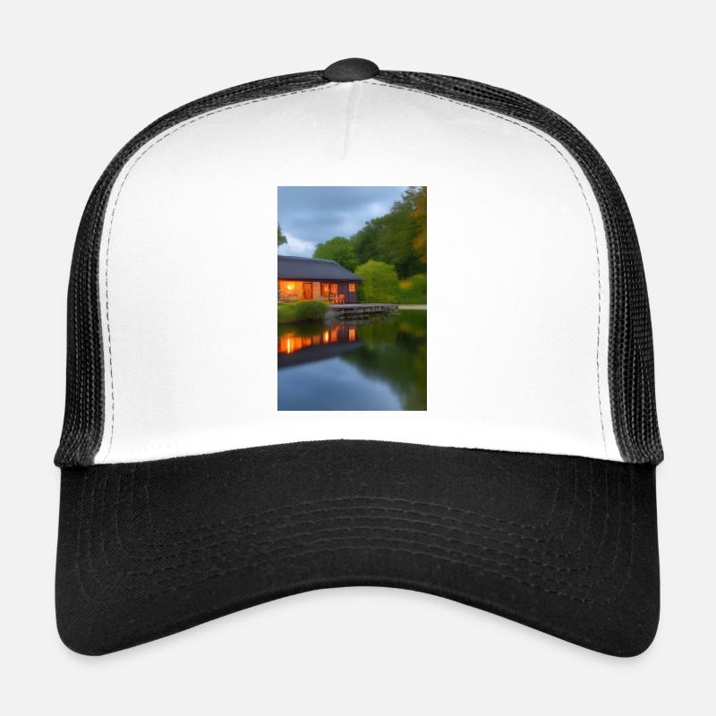 Charming lakeside cabin Trucker Cap