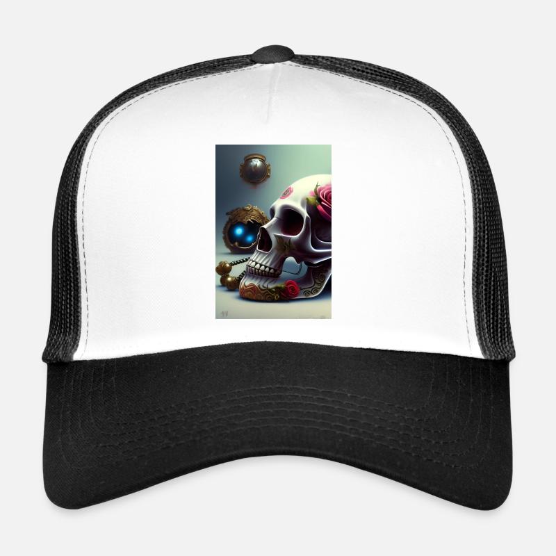Abstract skull with rose Trucker Cap