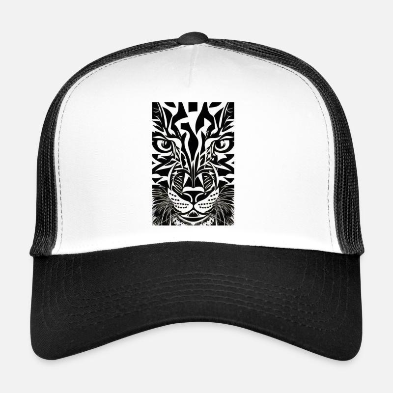 Tigre abstrait noir et blanc Casquette trucker 