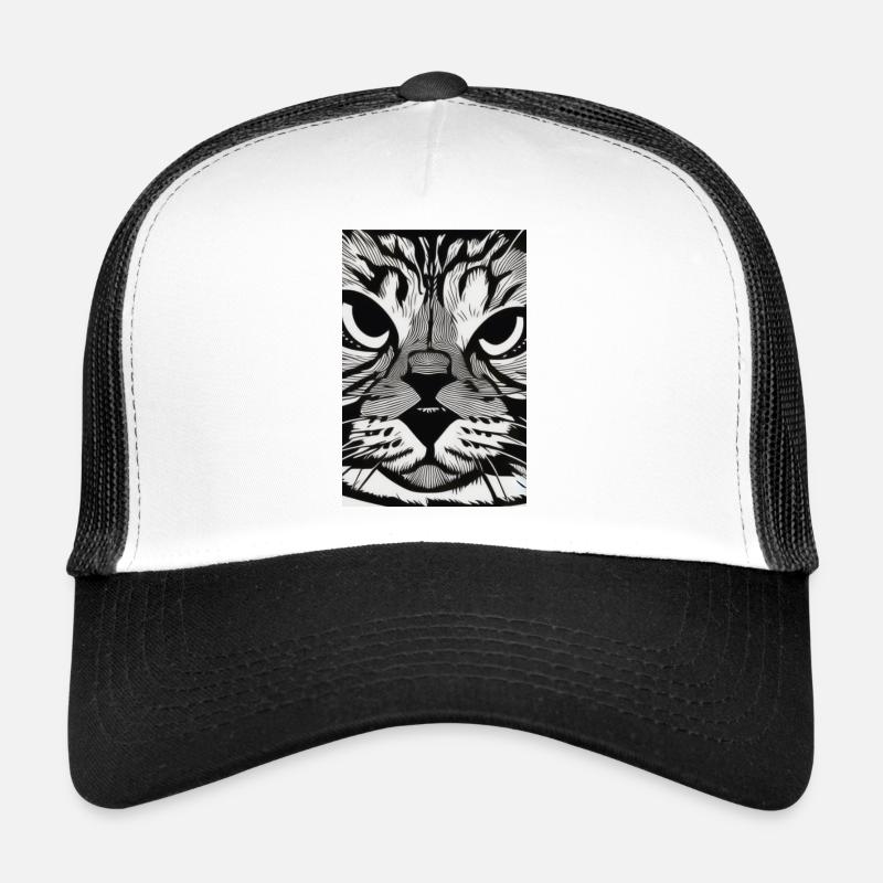 Mürrische Katze Schwarz-Weiß - Trucker Cap - Weiß/Schwarz
