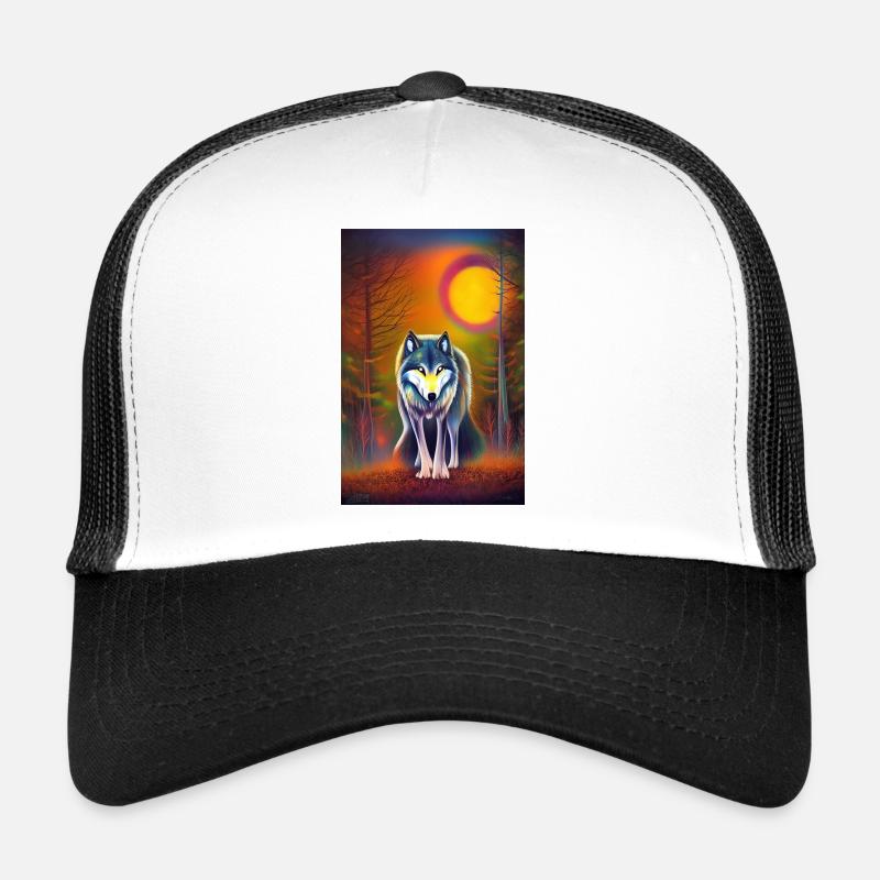 Wolf and Moon Trucker Cap