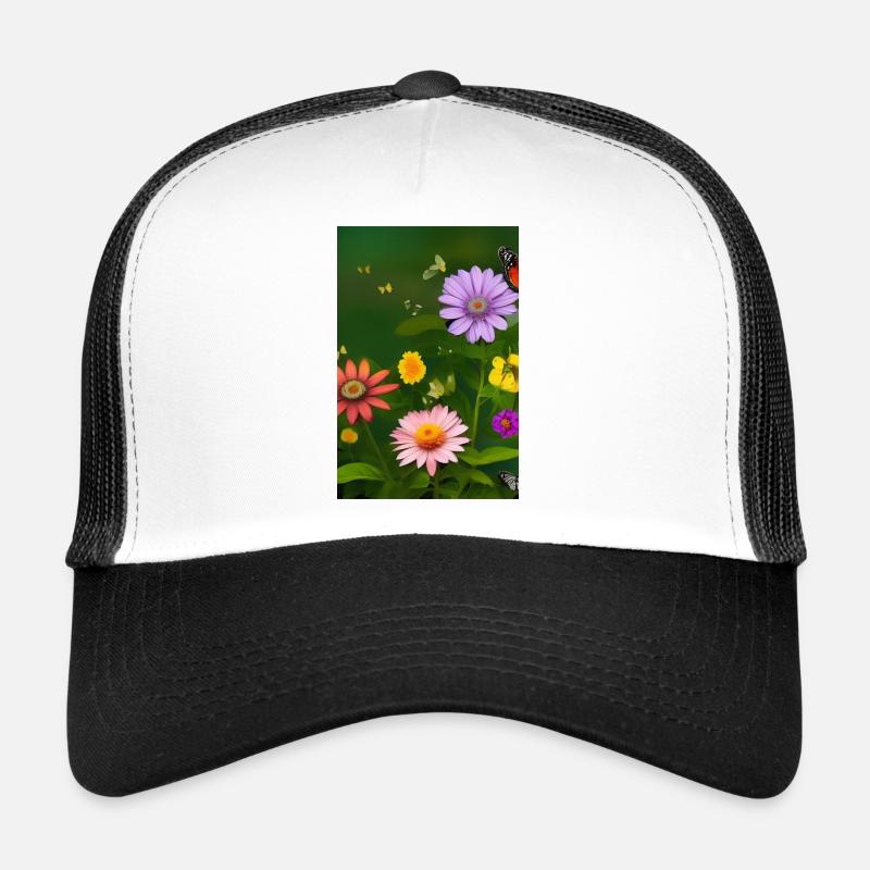 Fleurs et papillon Casquette trucker 