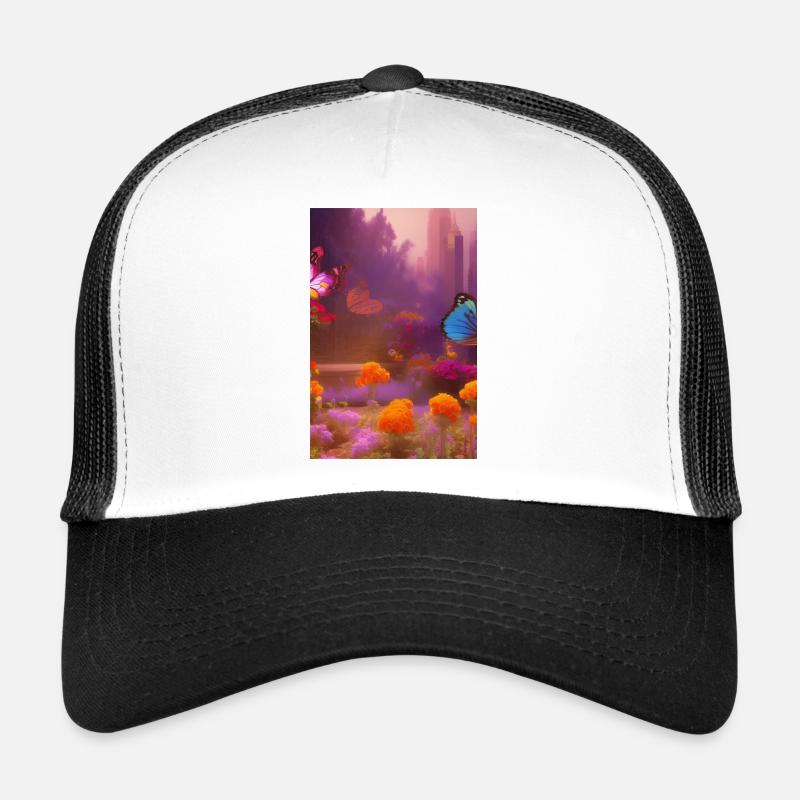 Fleurs et papillon Casquette trucker 