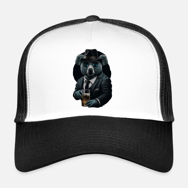 Koala cool avec des lunettes de soleil et de la bière en costume Casquette trucker 