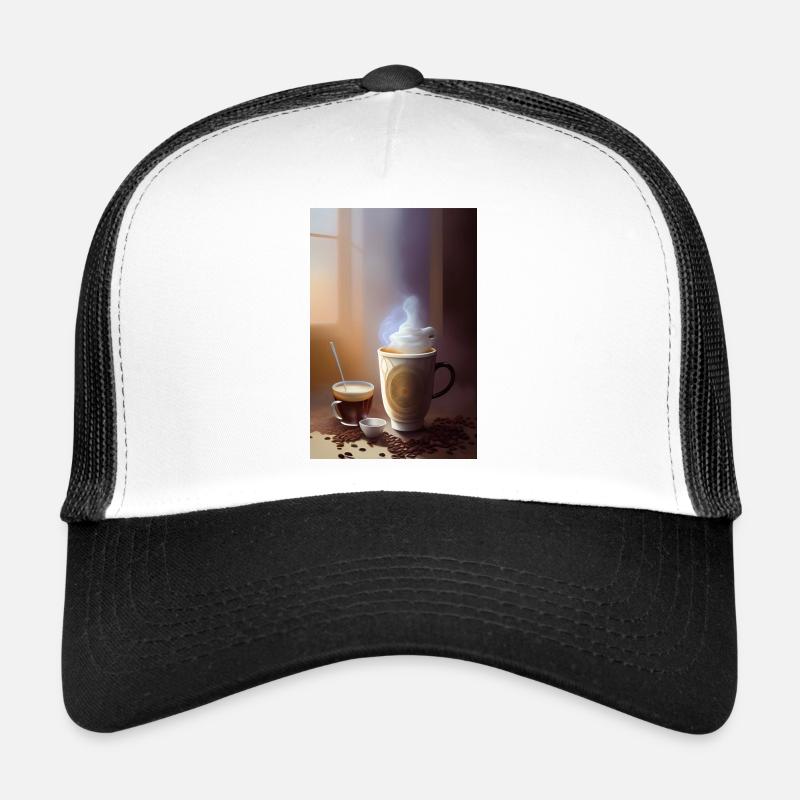 Café, grains de café - Casquette trucker  - blanc/noir