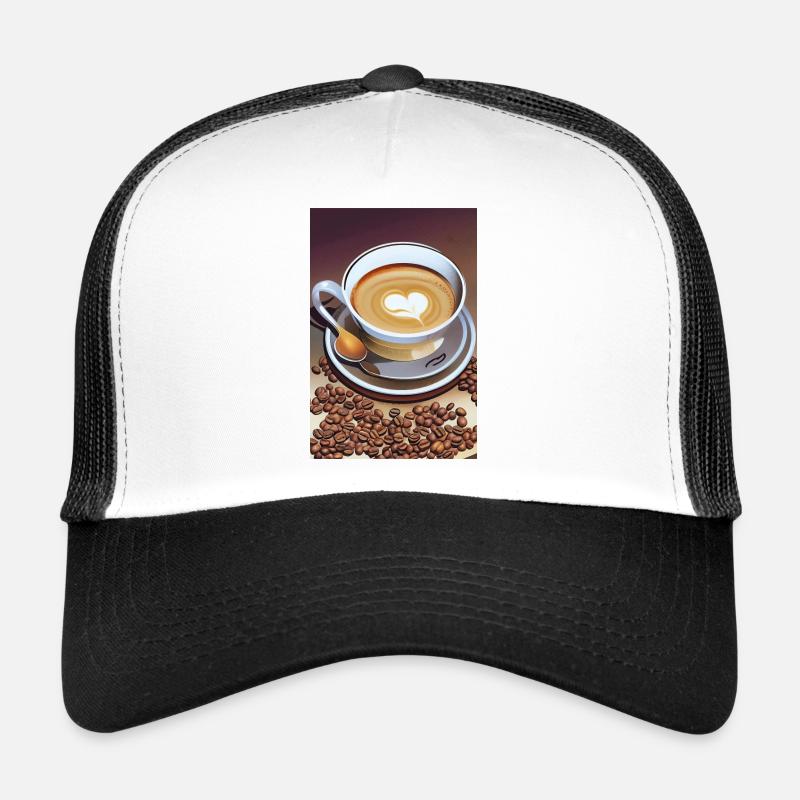 Café, grains de café - Casquette trucker  - blanc/noir