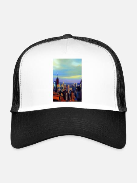 Horizon de la ville de New York - Casquette trucker  - blanc/noir - Devant