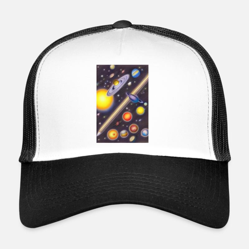 Espace et planètes - Casquette trucker  - blanc/noir
