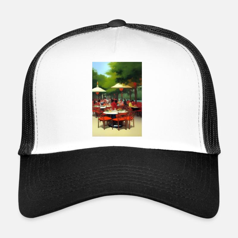 Outdoor Asian Cafe Trucker Cap