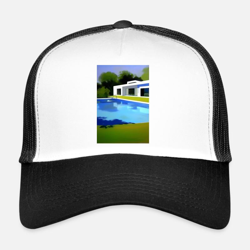 Weiße Villa mit Pool Trucker Cap