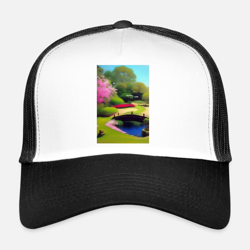 Chinesischer Zen Garten - Trucker Cap - Weiß/Schwarz