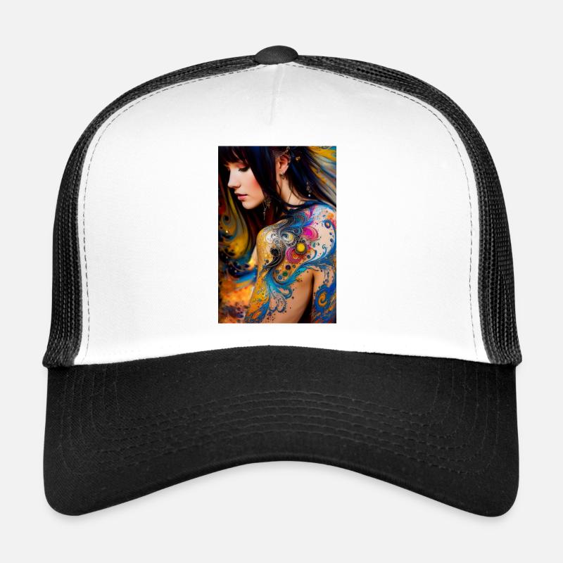 Farbenfrohe Schönheit 8 - Trucker Cap - Weiß/Schwarz