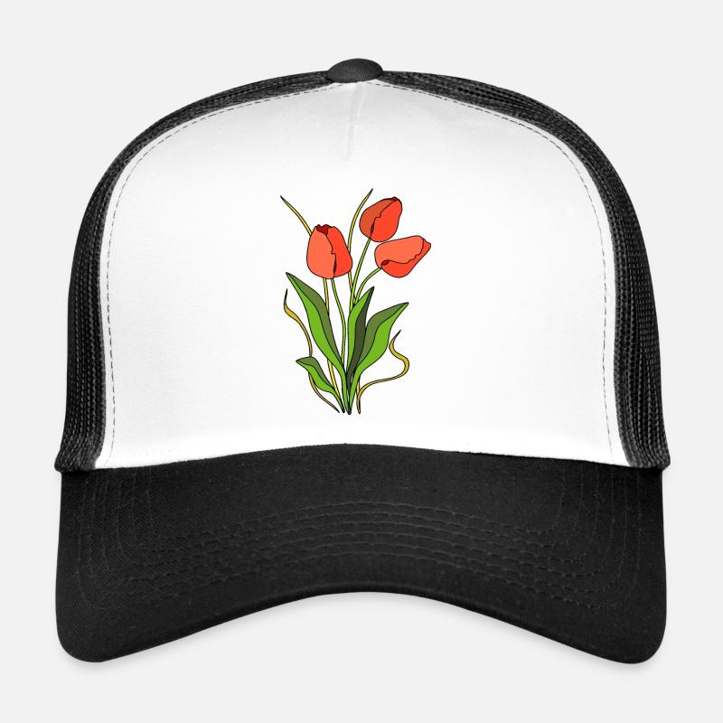 Blumen - Trucker Cap - Weiß/Schwarz
