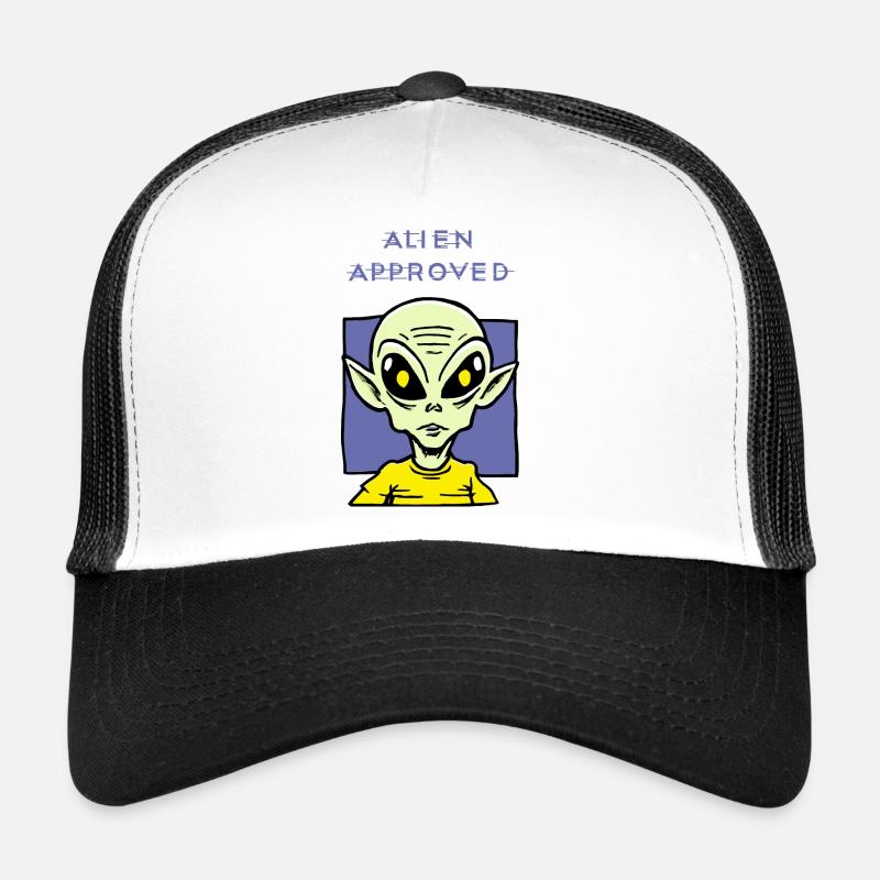 Alien Approved Yellow Eye Design - Trucker Cap - white/black