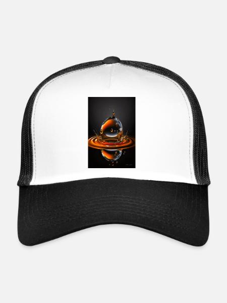 Tropfen orange 3 - Trucker Cap - Weiß/Schwarz