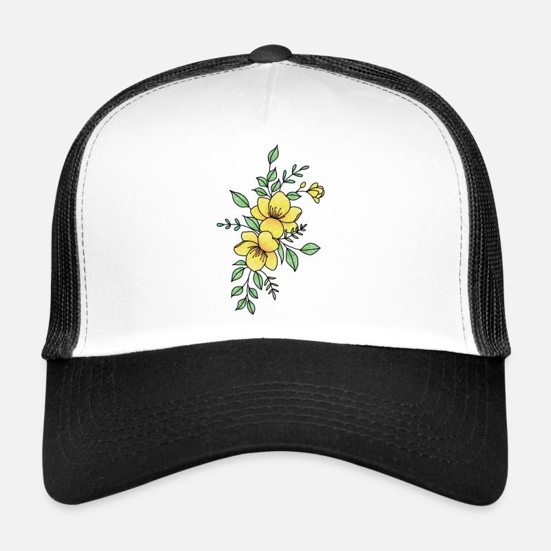 Fleur jaune orangé Casquette trucker 