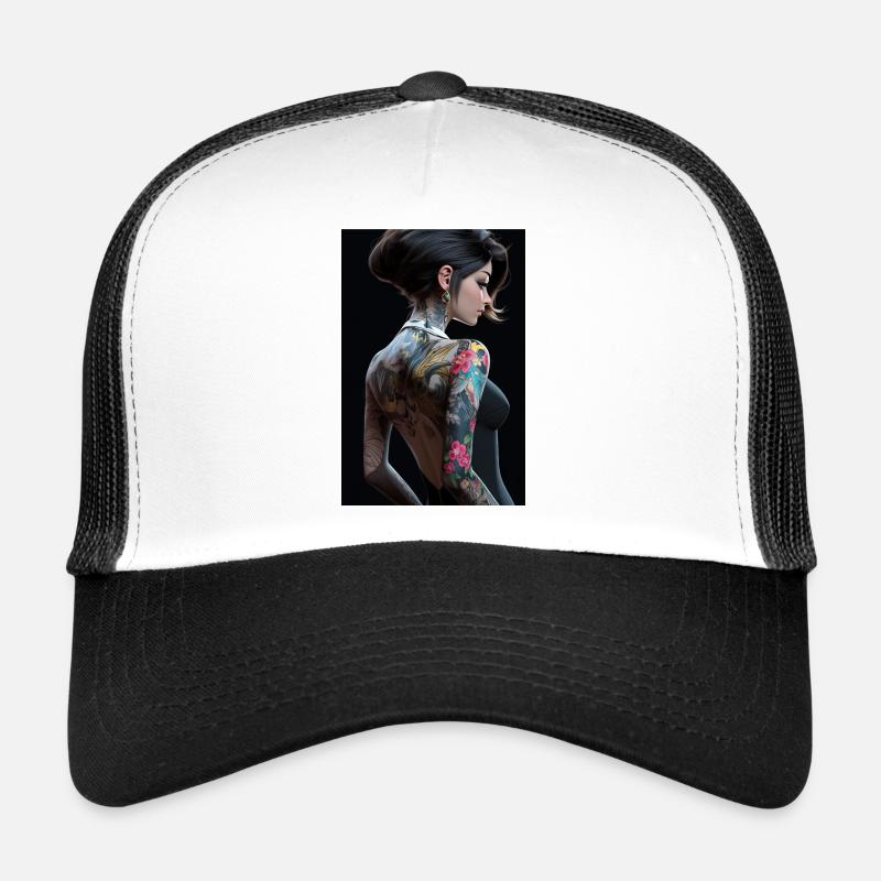 Enchanteresse d’encre: Beauté d’anime dans une robe noire Casquette trucker 
