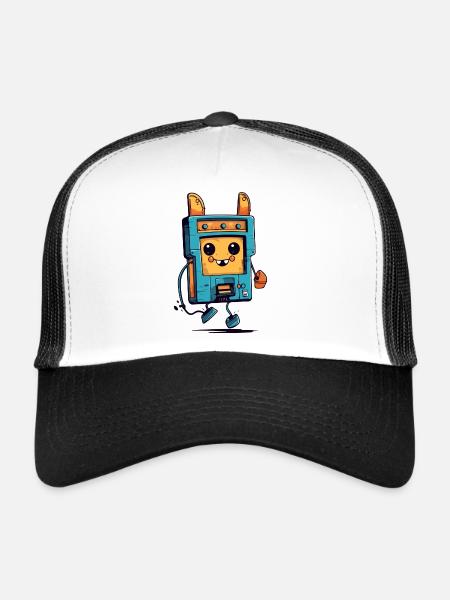 Jim le walkman - Casquette trucker  - blanc/noir - Devant