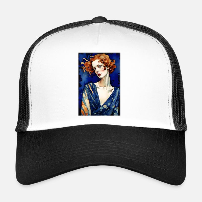 Art Déco 2 - Casquette trucker  - blanc/noir