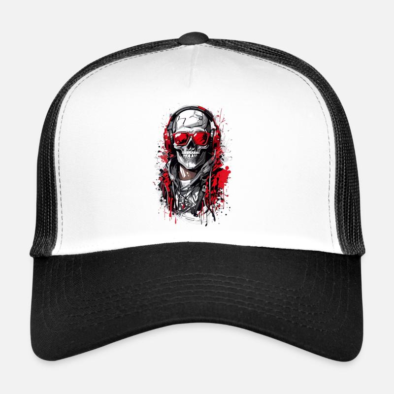 Coole Totenkopf - Trucker Cap - Weiß/Schwarz