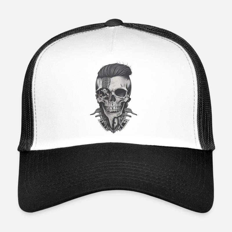 Hipster Totenkopf - Trucker Cap - Weiß/Schwarz