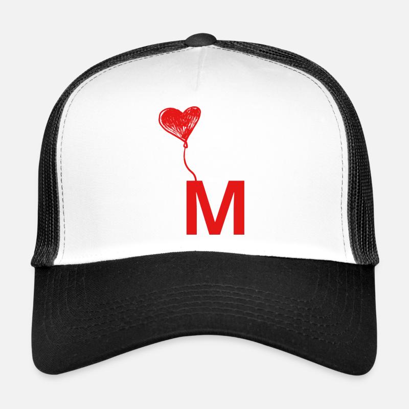 Buchstabe m Herz - Trucker Cap - Weiß/Schwarz