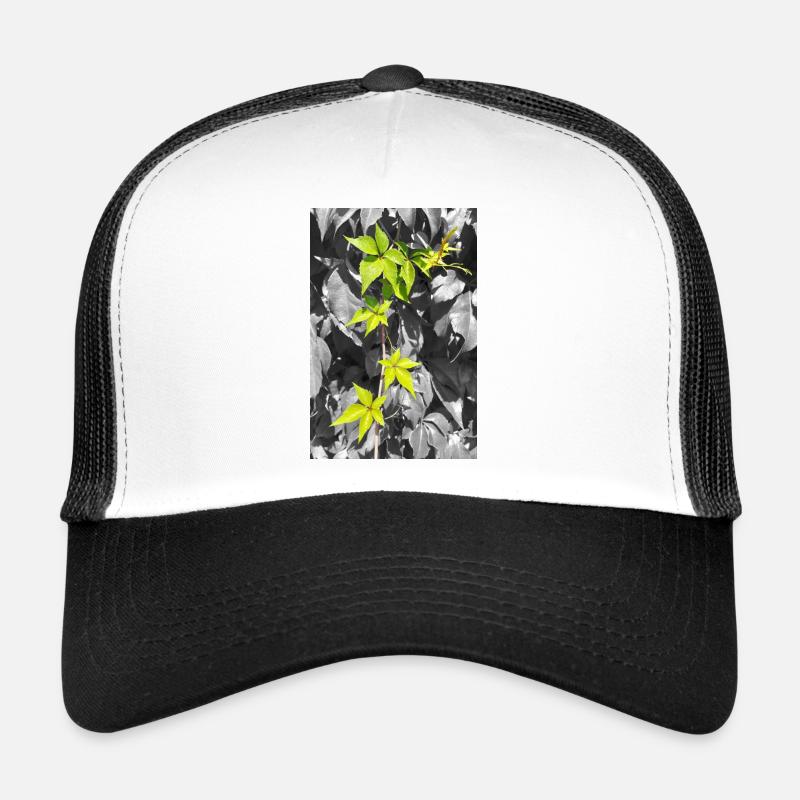 Vignes vert néon en contraste en niveaux de gris Casquette trucker 