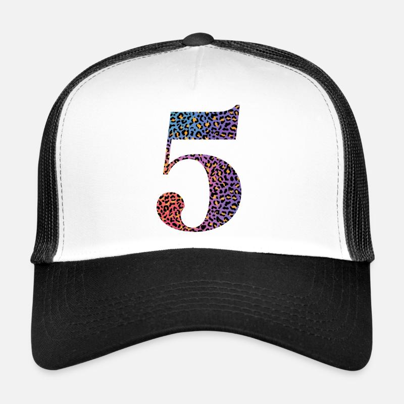 Leopard zum 5. Geburtstag - Trucker Cap - Weiß/Schwarz