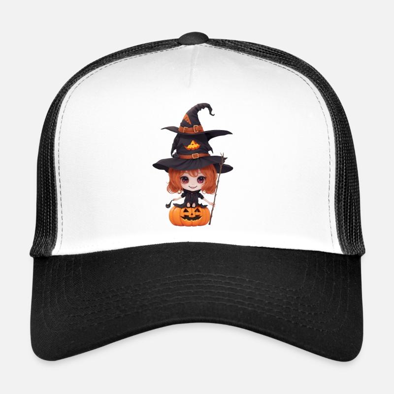 Sorcière à la citrouille Helloween Casquette trucker 