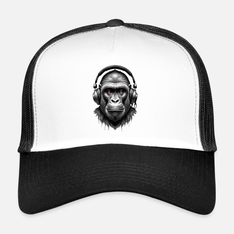 Techno Gorilla - Trucker Cap - white/black