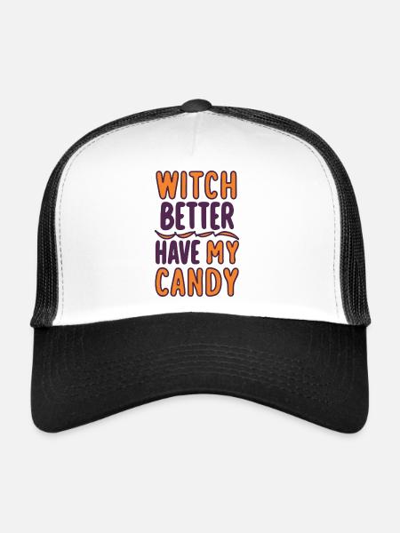 Sorcière mieux avoir mes bonbons - Casquette trucker  - blanc/noir - Devant