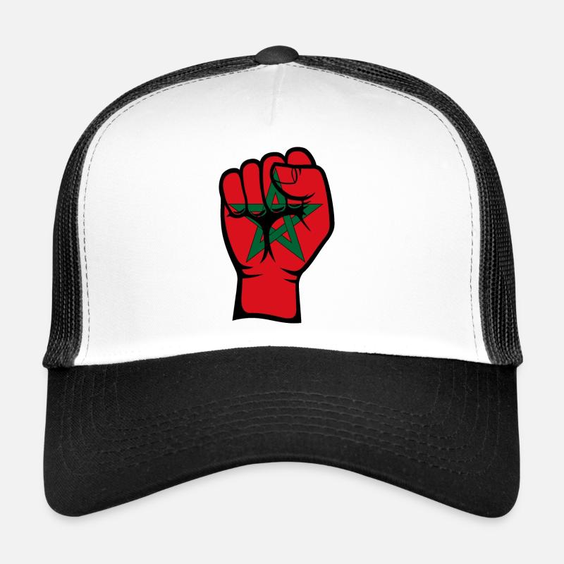 Morocco Flag Fist Hand Symbol Trucker Cap