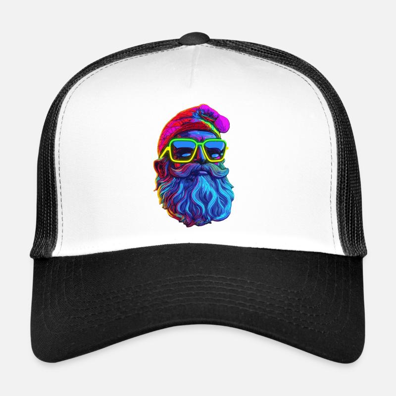 Neon Santa Popart - Trucker Cap - Weiß/Schwarz