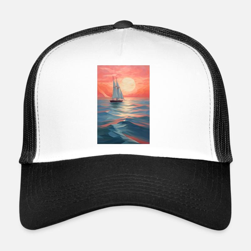 Paysage Maritime dans un style géométrique Casquette trucker 