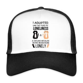 I adopted one cat for loneliness, a second because - Trucker Cap - white/black - Front
