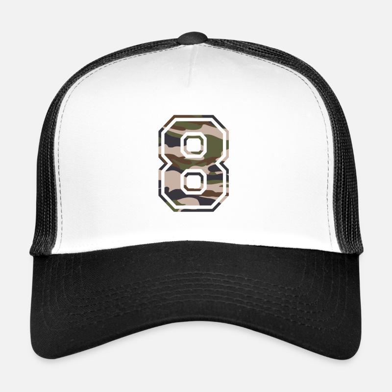 Numéro 8, camouflage-brun-vert, personnalisable Casquette trucker 