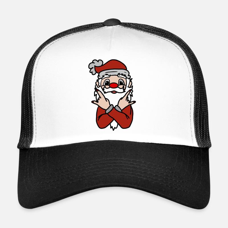 Santa Pose: Fingerzeichen Spaß - Trucker Cap - Weiß/Schwarz