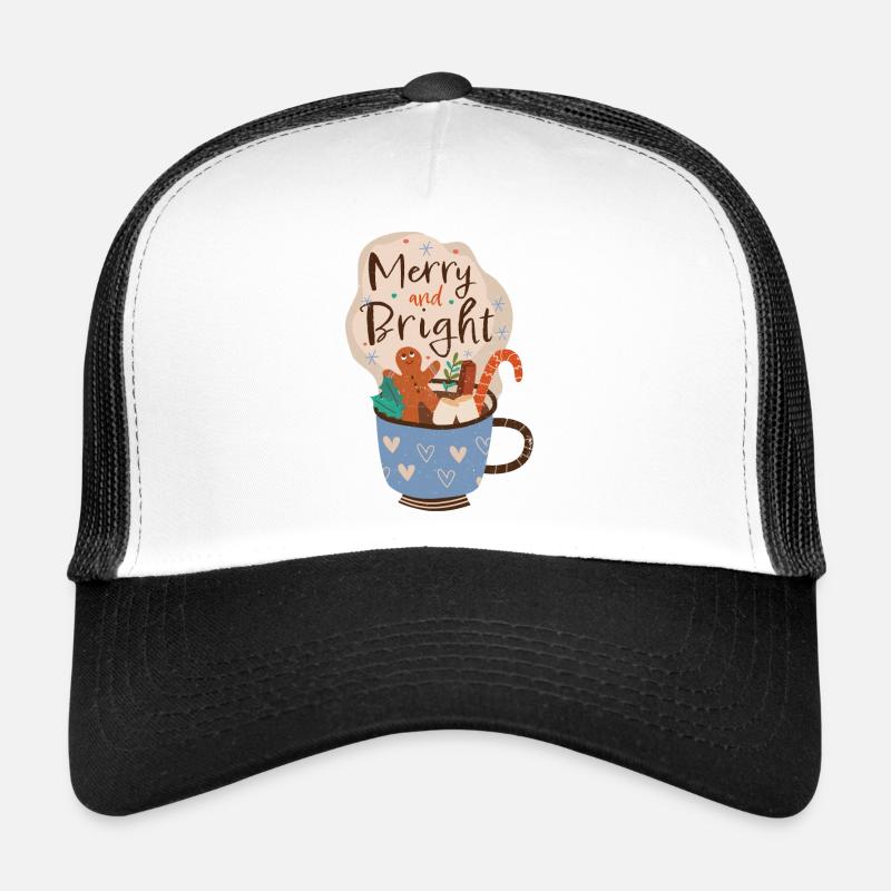 Merry and Bright Christmas Mug Trucker Cap