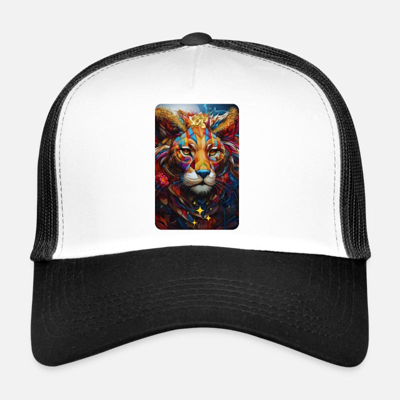 Löwe Pop Art - Trucker Cap - Weiß/Schwarz