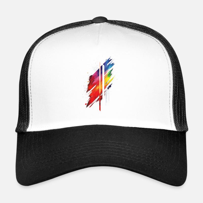 Subtle and Cool Dripping Pride Flag Rainbow Design - Trucker Cap - white/black