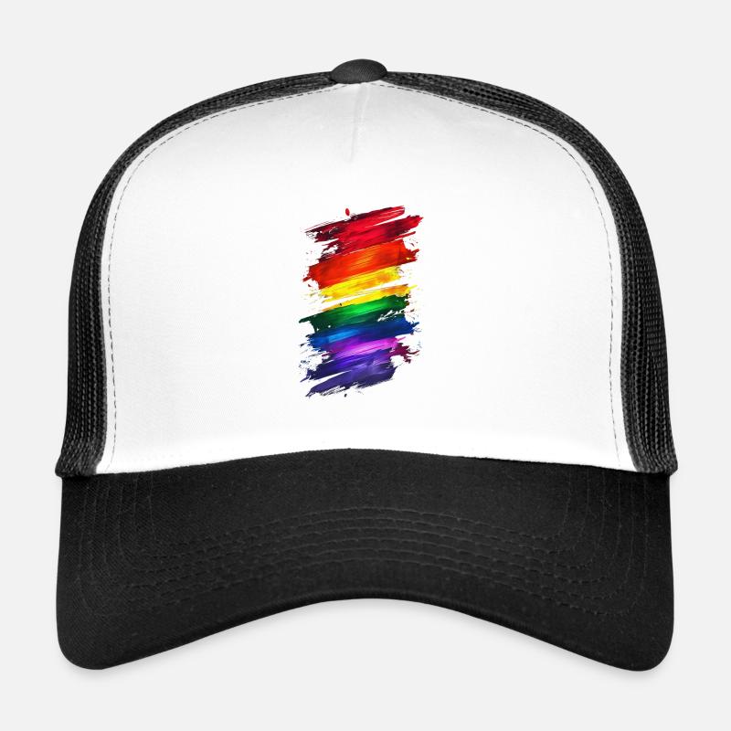 Abstraktes Rainbow Pride Design - Lebendige Kunst - Trucker Cap - Weiß/Schwarz