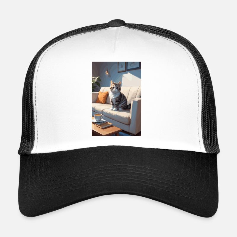 Chat sur canapé Casquette trucker 