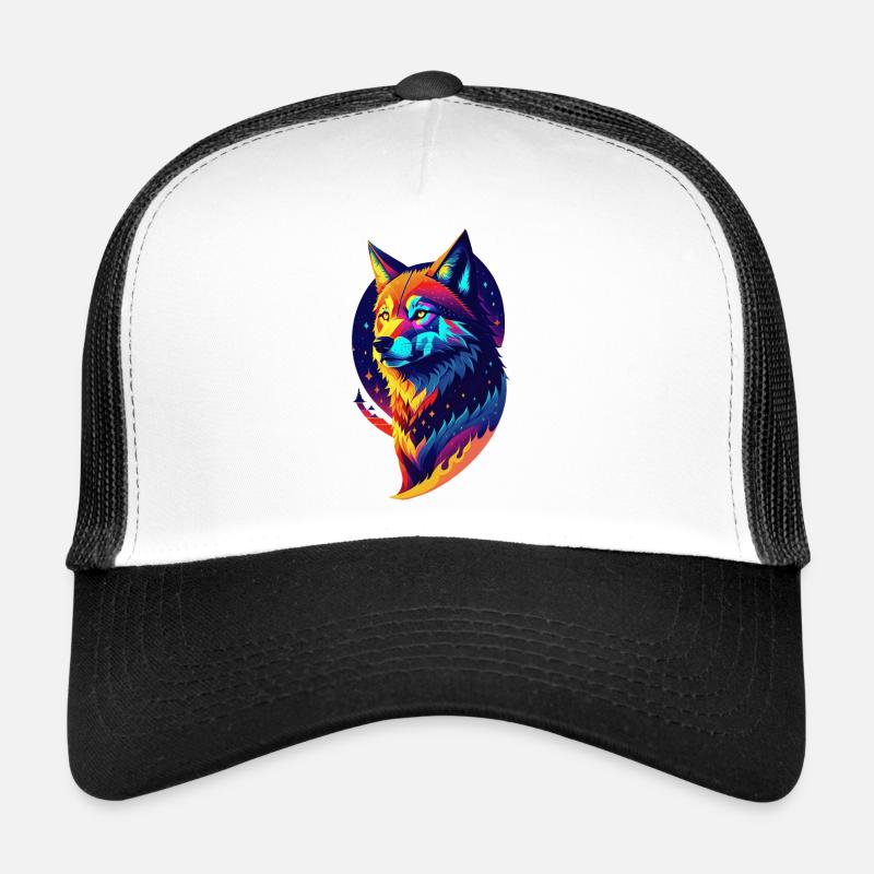 Wolf in the Night - Multicolored Decor Trucker Cap