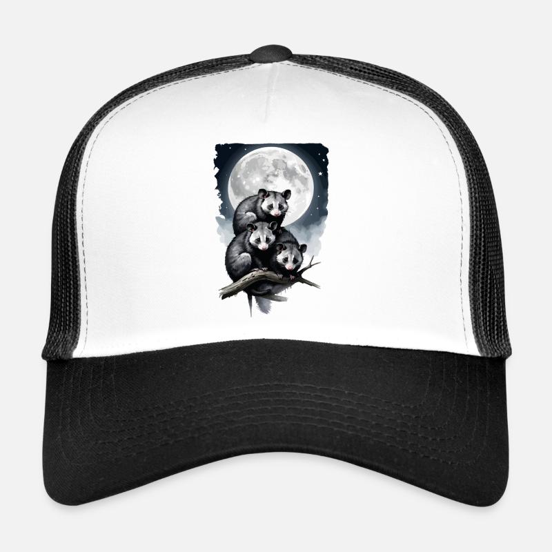opossum illuminated by the moon. Trucker Cap