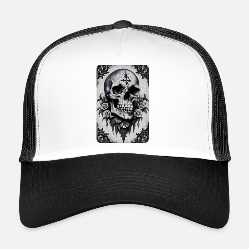 Vintage Gothic Skull Photocopy Effect T Shirt Trucker Cap