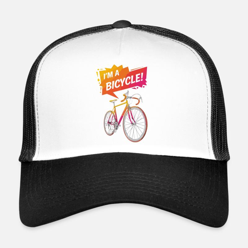 Vibrant Bicycle Illustration with Bold Text Trucker Cap