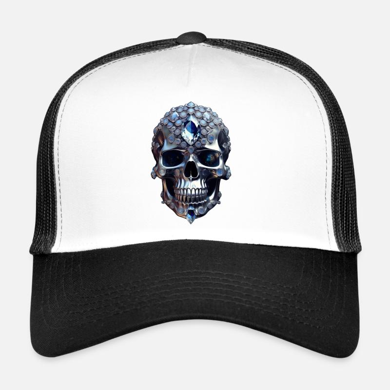 Totenkopf Diamanten - Trucker Cap - Weiß/Schwarz