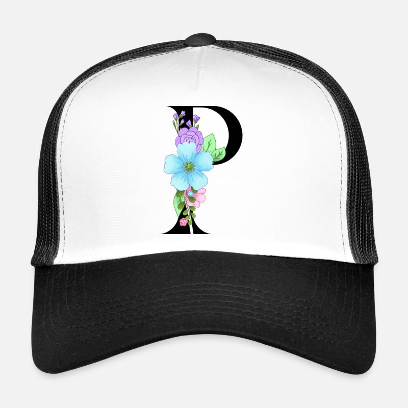 Eleganter Buchstabe 'P' mit Blumen Trucker Cap