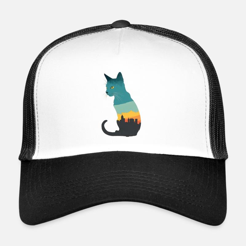 Silhouette d’un chat au flair urbain Casquette trucker 