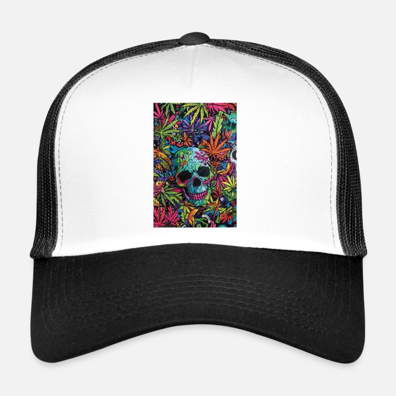 Psychedelic skull in the jungle Trucker Cap